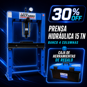 Prensa Hidráulica Para 15 Toneladas Banco 4 Columnas + Caja de herramientas DE REGALO