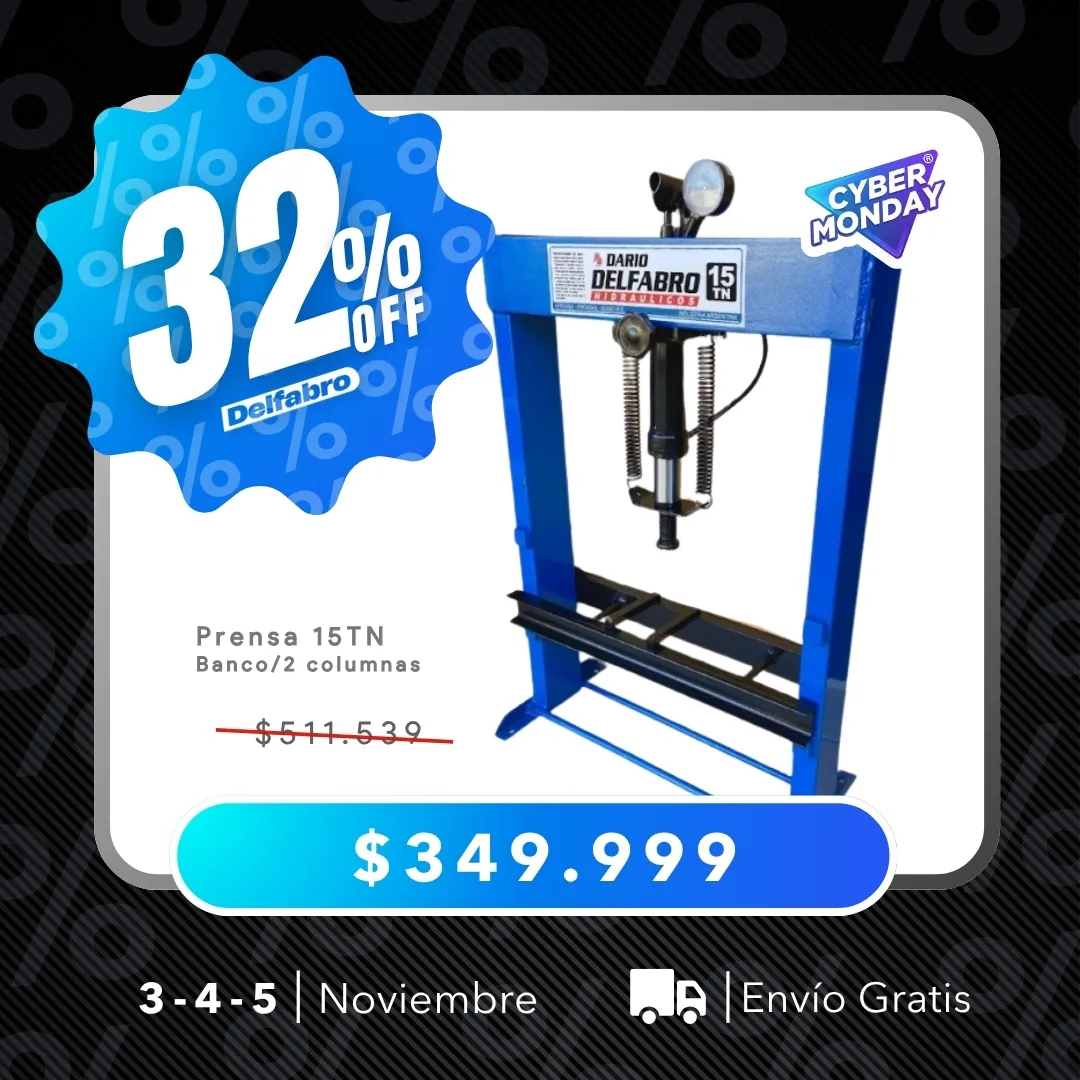 Prensa Hidráulica Manual 15 Toneladas – Banco de 2 Columnas Liviana