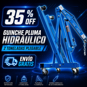 Guinche Pluma Hidráulico - 2 Toneladas Plegable