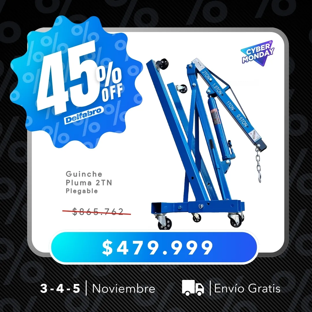 Guinche Pluma Hidráulico - 2 Toneladas Plegable