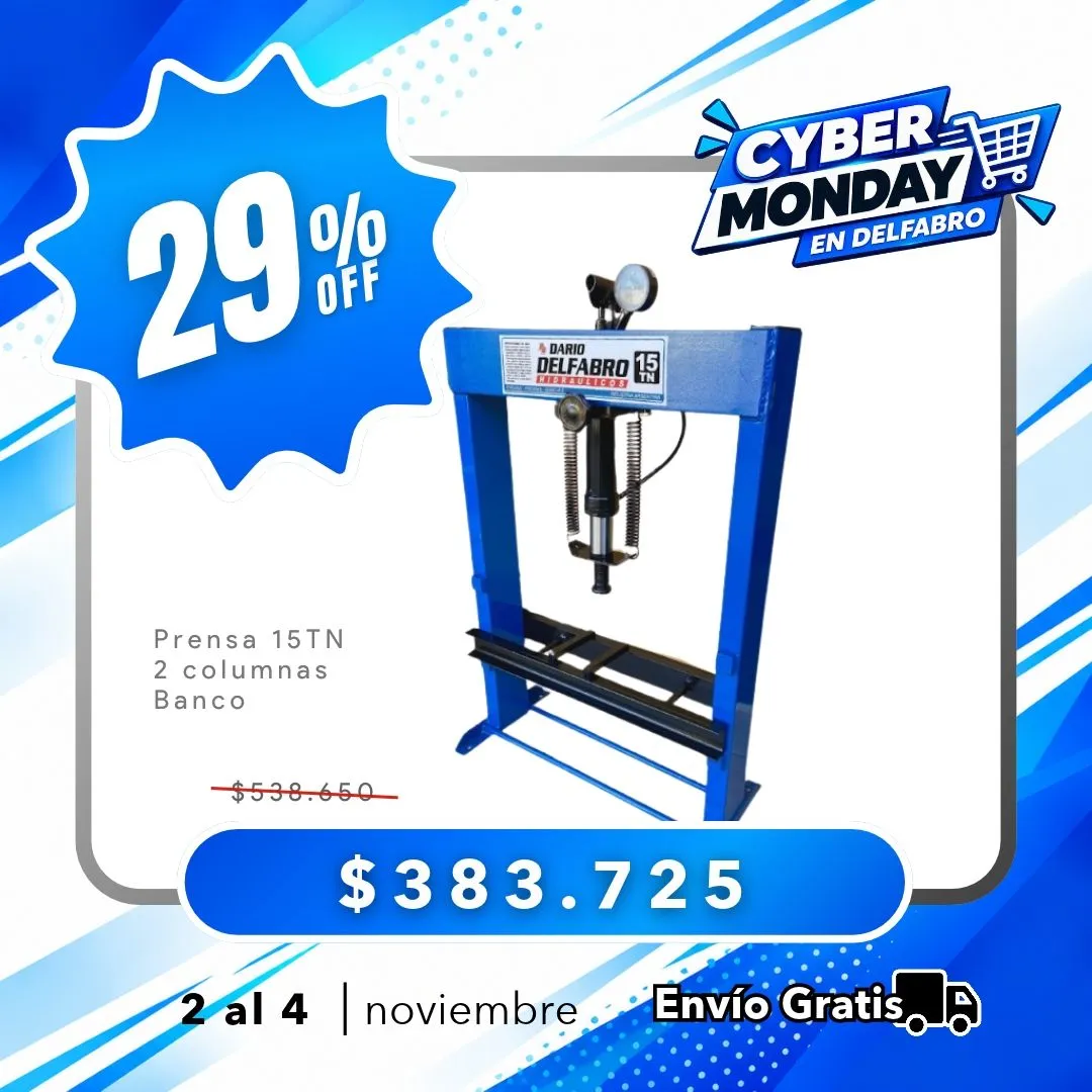 Prensa Hidráulica Manual 15 Toneladas – Banco de 2 Columnas Liviana