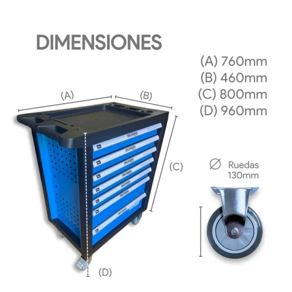 Mesa Trabajo Portaherramientas Mecánico 7 Cajones Premium - Imagen 3