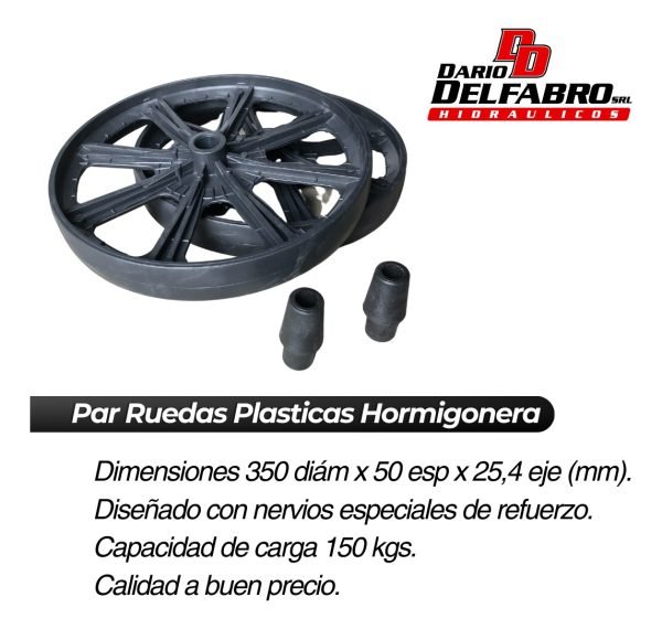 Par De Rueda Plástica Maciza - Hormigonera Trompito Delfabro - Imagen 3