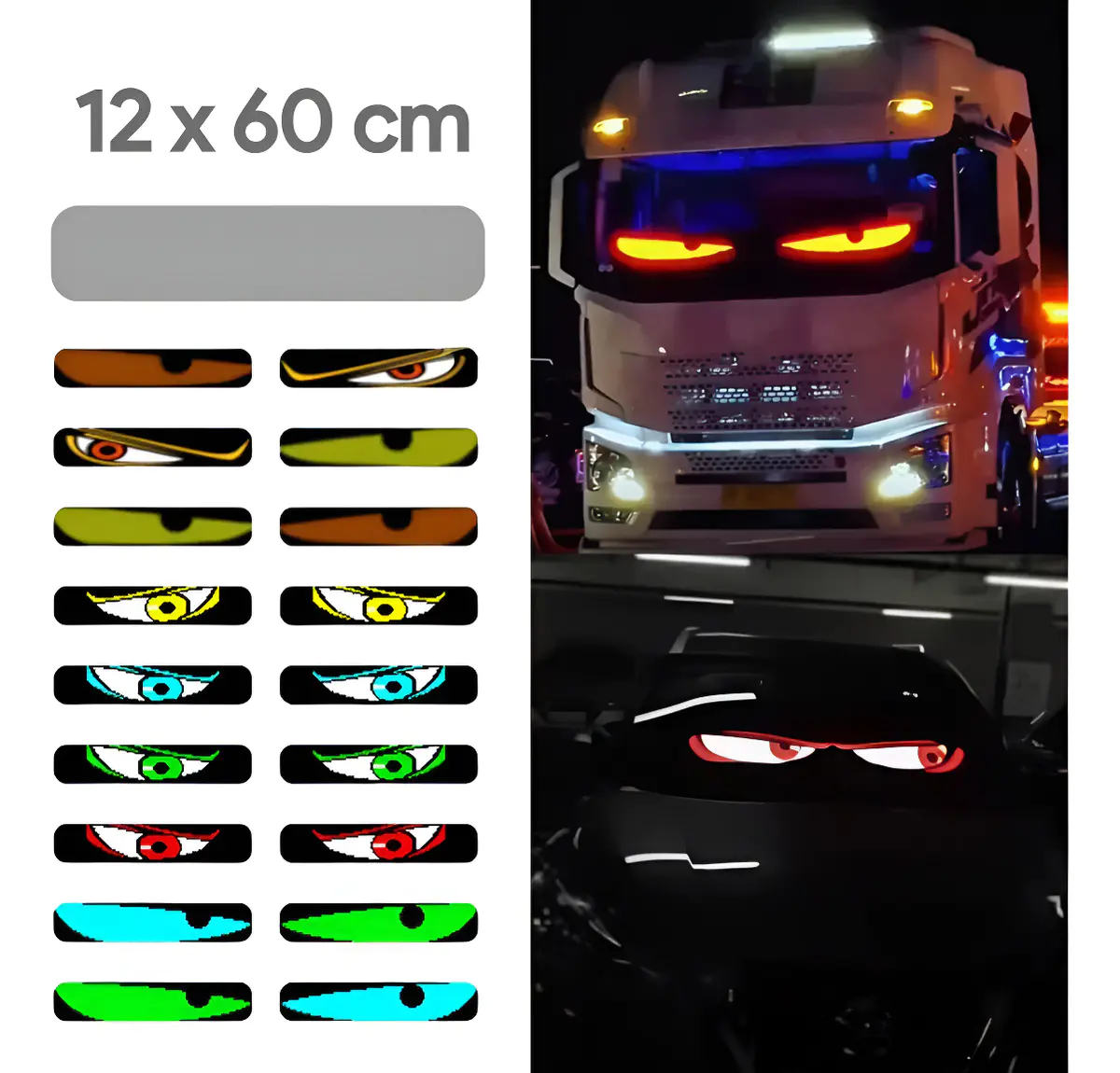 Luz Led Ojos Animados Pack 2u. Total 120x12 Cm Multicolor