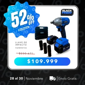 Llave de impacto de 320Nm Inalámbrica con Maletin