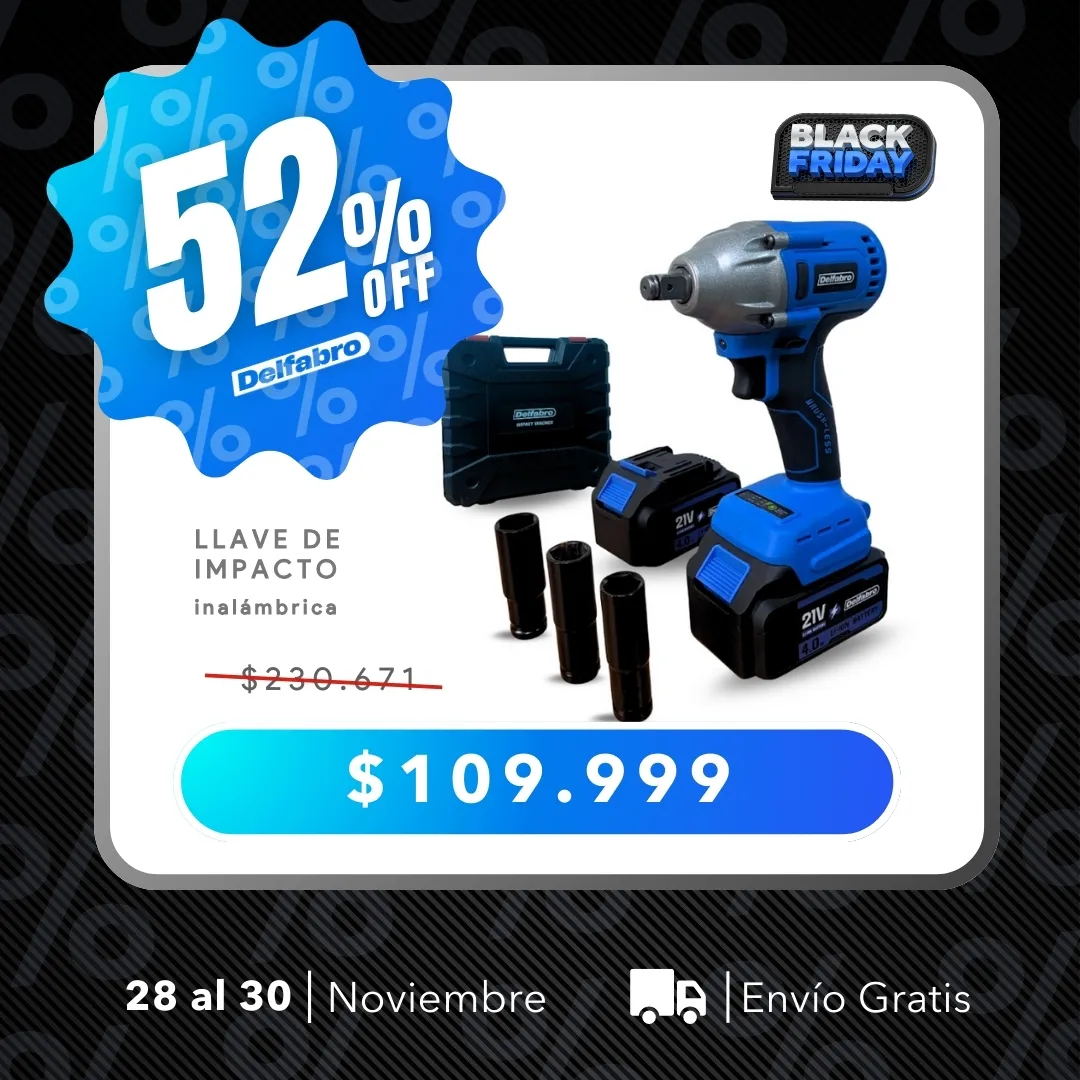 Llave de impacto de 320Nm Inalámbrica con Maletin